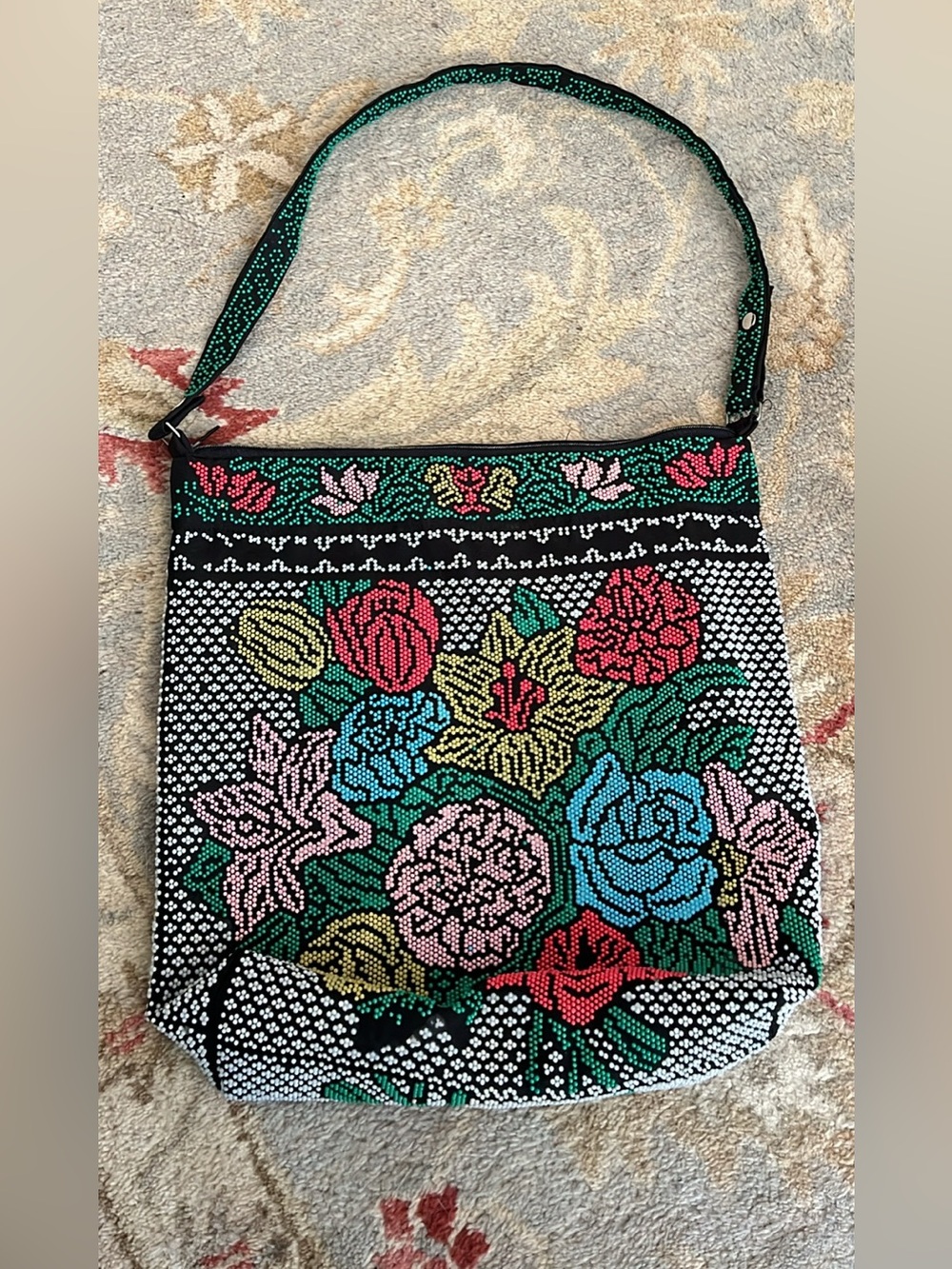 Vintage Beaded Purse Shoulder Bag Tote Boho